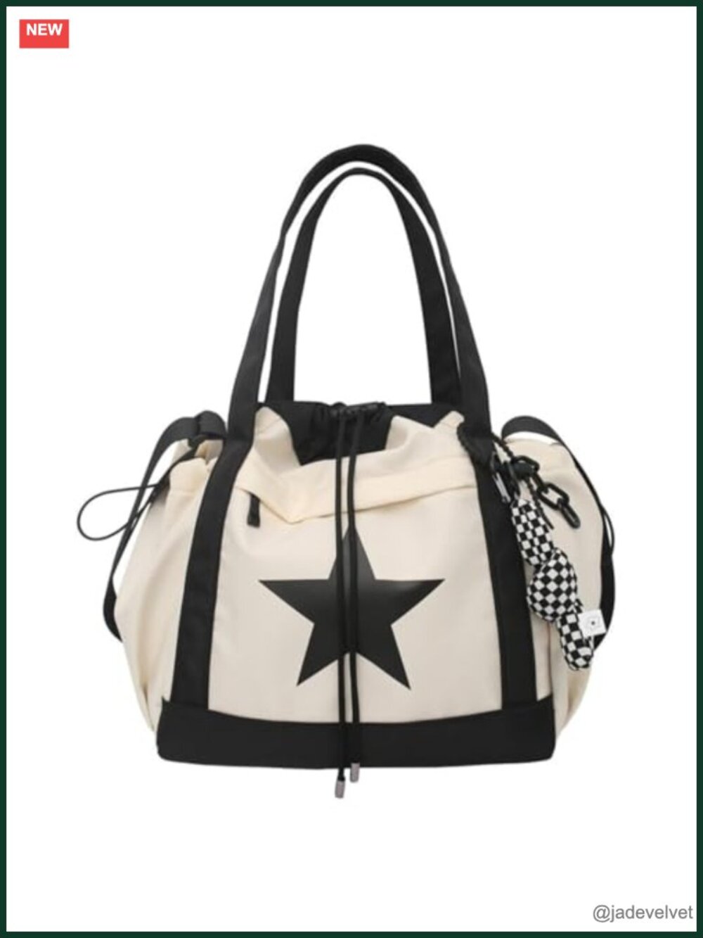Y2K Aesthetic Crossbody Bag with Star Charm Grunge Tote Drawstring Bucket